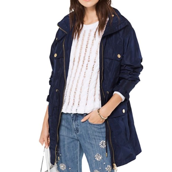 Michael Kors Jackets & Blazers - Michael Kors Anorak Zip Up Rain Jacket Women’s Navy Blue Size XS